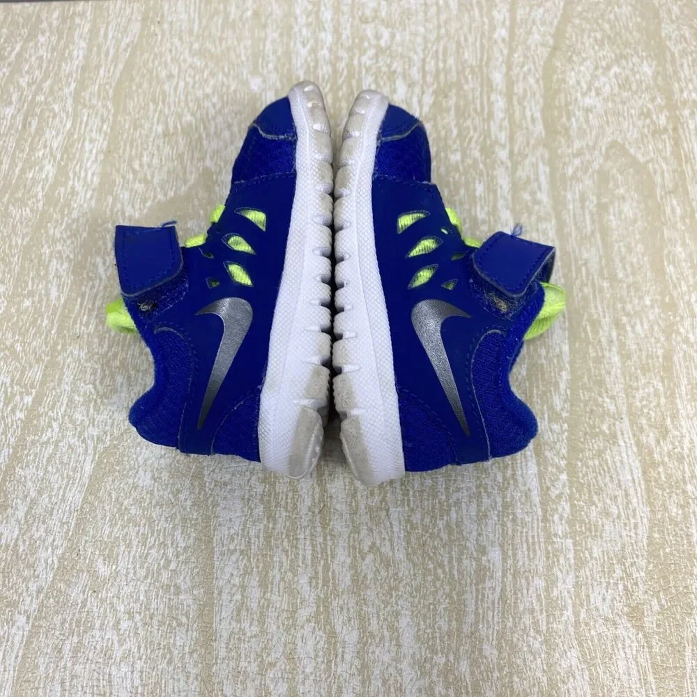 NIKE Flex 2013 Run Toddler Boys Sz 3C Athletic Shoes Royal Blue/Volt 579967-400 - Picture 8 of 10